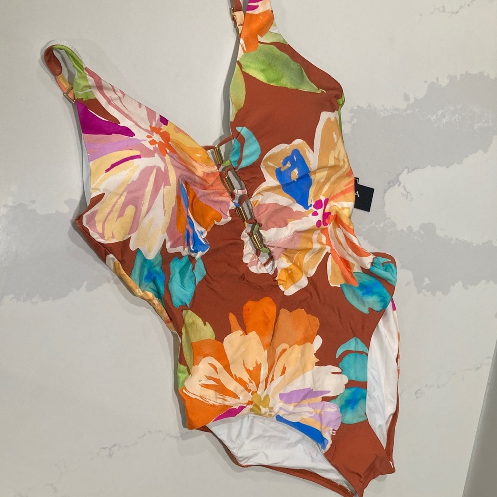 La Blanca Floral One Piece Swimsuit - Brown and Multicolor - Picture 2 of 8